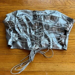 SOLD Silver Lace-Up Corset Top